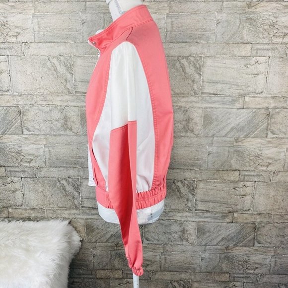 RARE VTG Y2K Women’s Levi’s 2 Tones Pink & White Bomber Jacket Sz Large Full Zip - Picture 8 of 11
